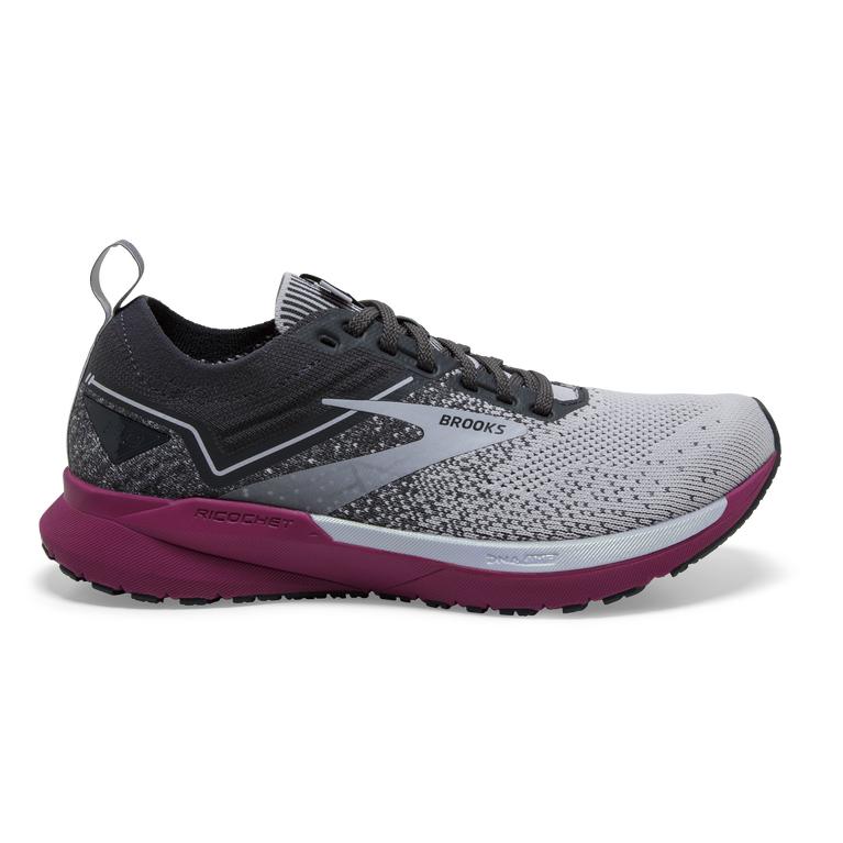 Brooks RICOCHET 3 Lightweight Road Running Shoes Womens Sale - Grey/Lavender Purple/Baton Rouge (WKG